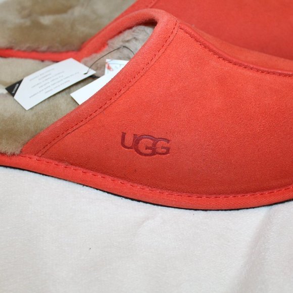 NIB UGG MEN'S SCUFF SUEDE SHEARLING SLIP ON SLIPPERS TERRACOTA - Picture 5 of 7